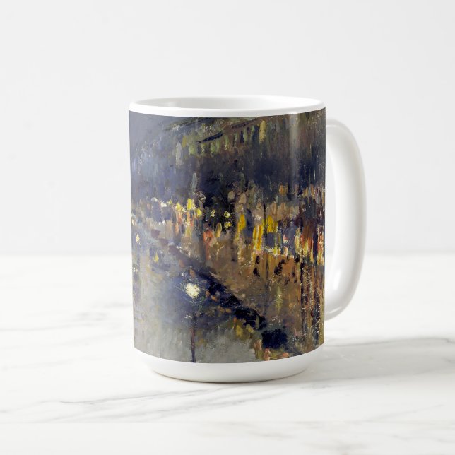 Caneca De Café Boulevard Montmartre na Night Pissarro (Frente Esquerda)