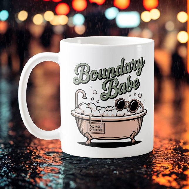 Caneca De Café Boundary Babe | Divertido Banheira de Fronteiras E (Criador carregado)