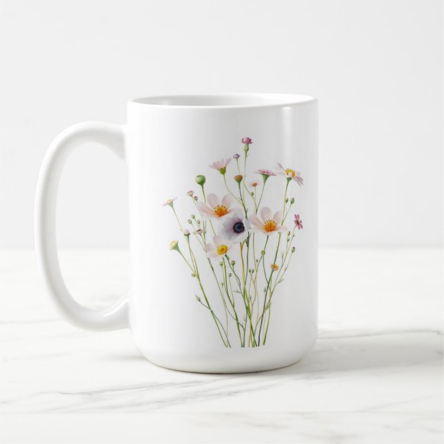 Caneca De Café Bouquet de aquarela de flores silvestres (Esquerda)