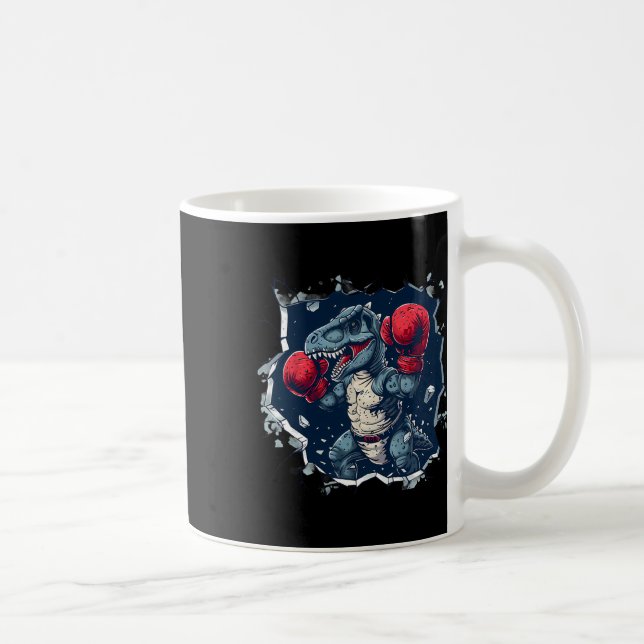 Caneca De Café Boxeador Dinossauro Boxeador T-rex Kickboxing Dino (Direita)
