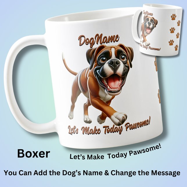 Caneca De Café Boxer - Adicionar Nome do Cachorro, Alterar Texto (Criador carregado)