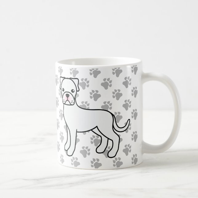 Caneca De Café Boxer Branco Cachorro de Desenho Animado Fofo (Direita)