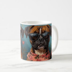 Caneca De Café Boxer Com Rosas Do Dia Dos Namorados