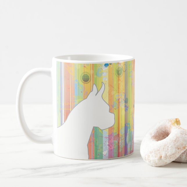 Caneca De Café Boxer Dog Customizable Watercolor Mug (Com Donut)