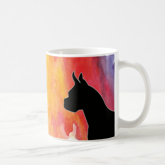 Caneca De Café Boxer Dog Customizable Watercolor Silhouette WC (Direita)
