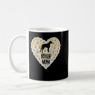 Caneca De Café Boxer Dog Mãe em Amor Flores Brancas de Margarida
