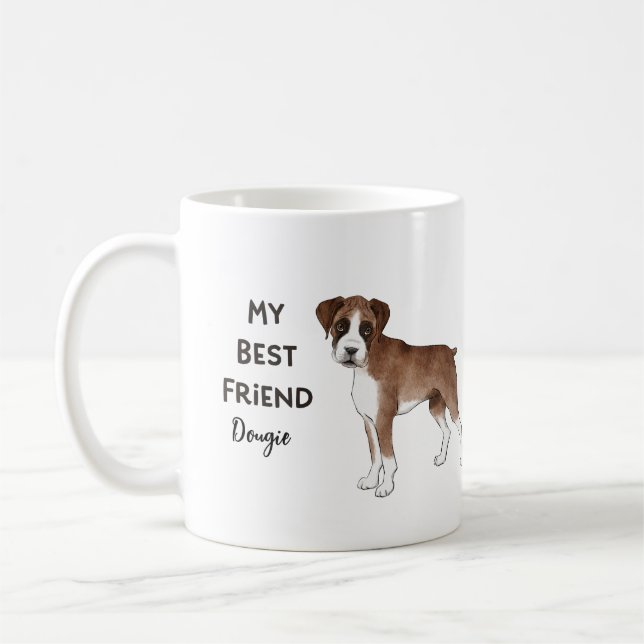 Caneca De Café Boxer Dog Meu Melhor Amigo Pet Personalizado (Esquerda)