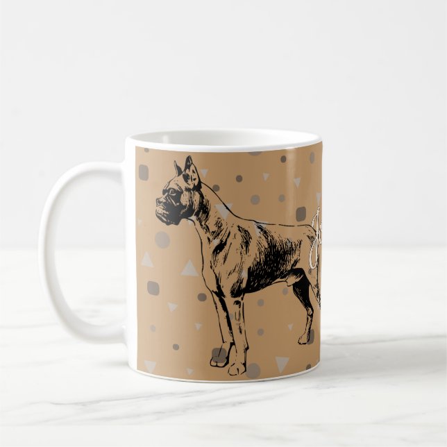 Caneca De Café Boxer Dog Mug – Modern Geometric Boxer Illustratio (Esquerda)