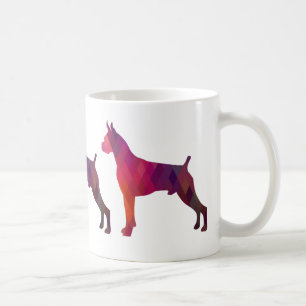 Caneca De Café Boxer Dog Watercolor Patterna Geométrica Silhouett