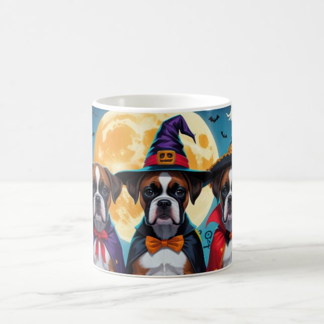 Caneca De Café Boxer Dogs Pumpkin Halloween Engraçado (Centro)