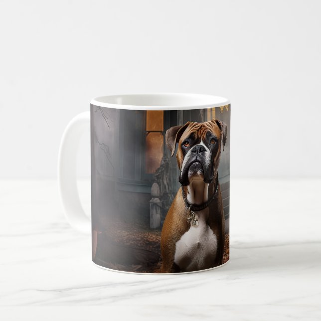 Caneca De Café Boxer Halloween Assustador (Frente Esquerda)