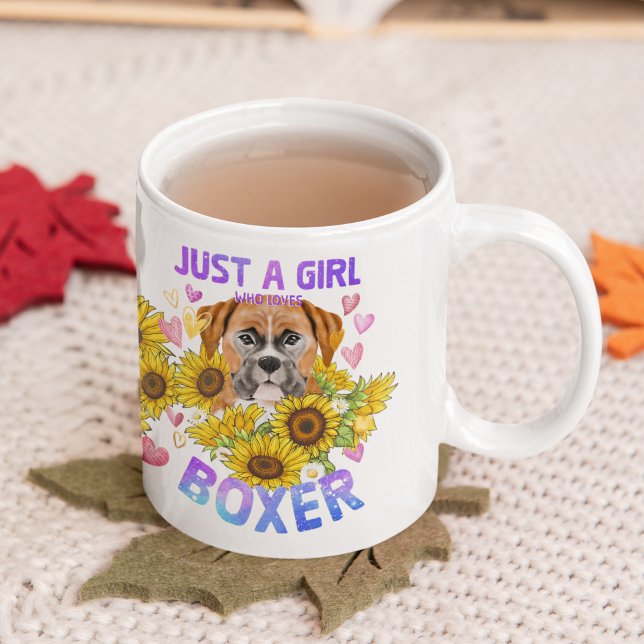 Caneca De Café Boxer Lover Sunflower Dog Trainer Floral (Criador carregado)