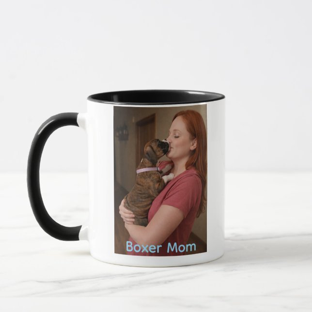 Caneca de Café Boxer Mom com adorável cachorrinho  (Esquerda)