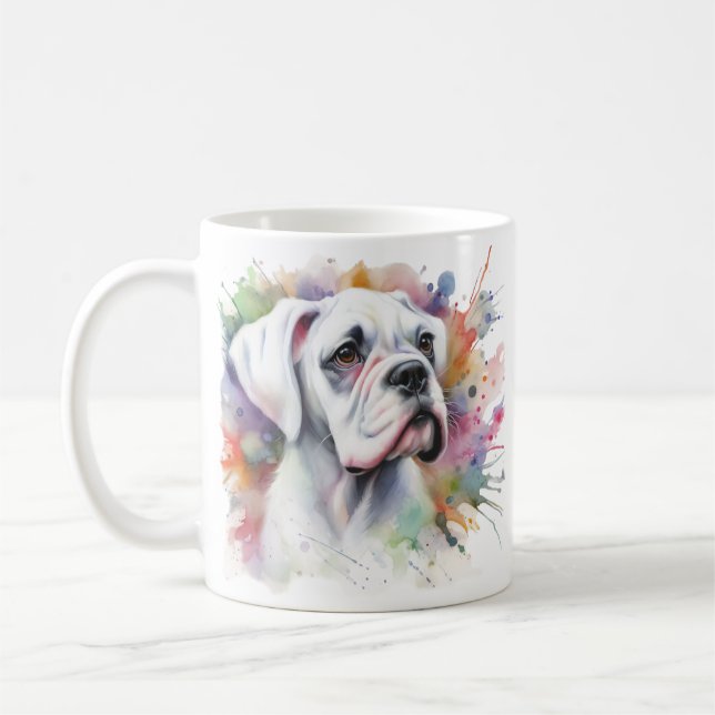 Caneca De Café Boxer Whimsical Boxer Joy-Dog Embolado com Padrões (Esquerda)