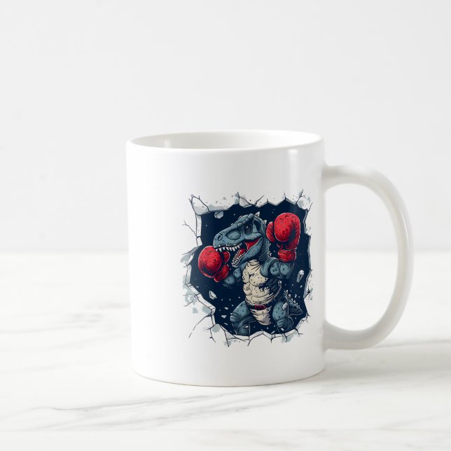 Caneca De Café Boxing Dino Boxer T-rex in a box do Dinossauro (Direita)