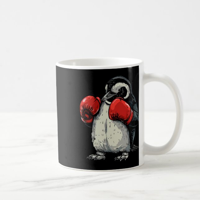 Caneca De Café Boxing Penguin With Boxing Gloves Kickboxing Funny (Direita)