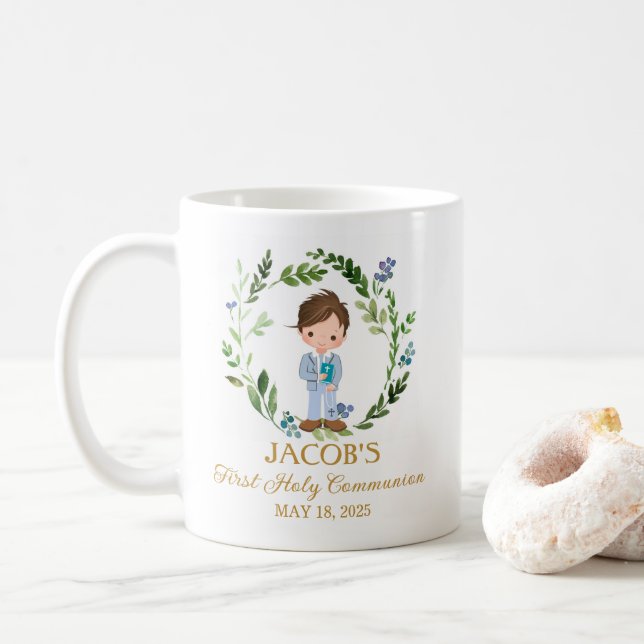 Caneca De Café Boy First Holy Communion Ceramic Mug 11 oz (Com Donut)