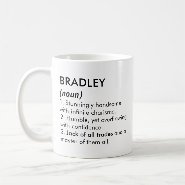 Caneca De Café Bradley name, Editable name, Custom name (Esquerda)