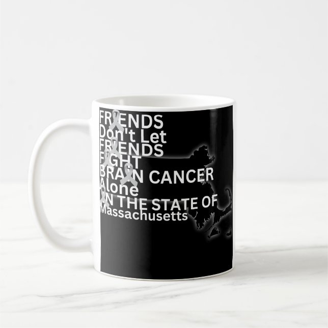 Caneca De Café Brain Cancer Awareness in Massachusetts  (Esquerda)
