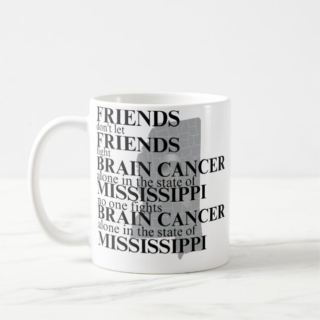 Caneca De Café Brain Cancer Awareness in Mississippi  (Esquerda)