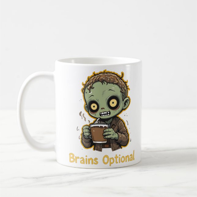 Caneca De Café Brains Optional Zombie Coffee Funny Cute Undead  (Esquerda)