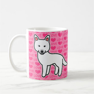 Caneca De Café Branca Cartoon Siberian Husky Love