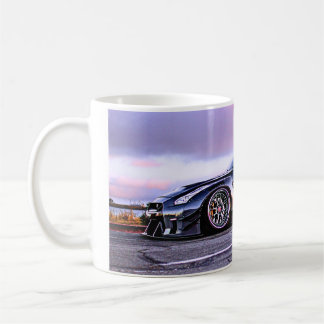 caneca de café branca clássica com carro super esp