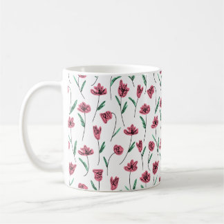 Caneca De Café Branca Colorida Escrivível Floral