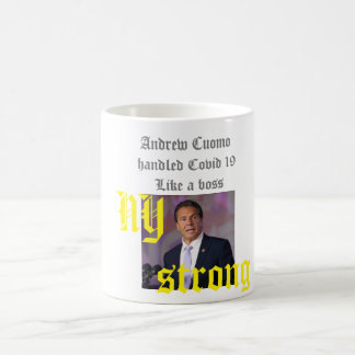 caneca de café branca com foto de Andrew Cuomo