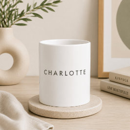 Caneca de Café Branca com Nome Personalizado Moder