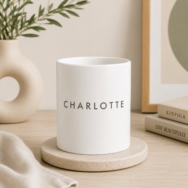 Caneca de Café Branca com Nome Personalizado Moder (Criador carregado)