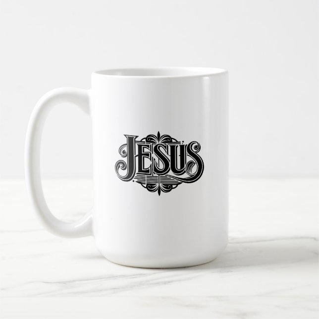 Caneca de Café Branca com o Nome de Jesus (Esquerda)