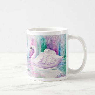 Caneca de café branca das cisnes