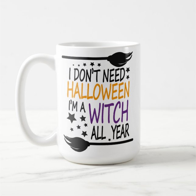 Caneca De Café Branca de Bruxas de Halloween Engraçada (Esquerda)