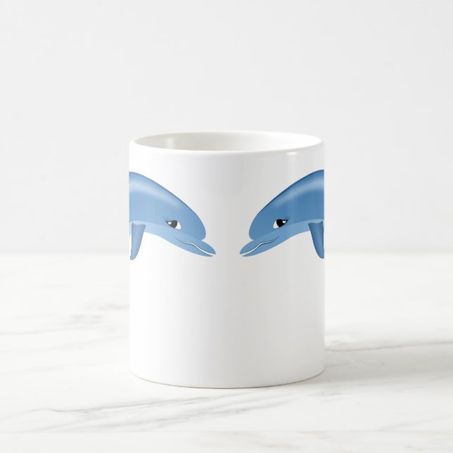 Caneca de Café Branca de Golfinhos (Centro)