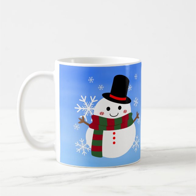 Caneca De Café Branca de Natal Snowman (Esquerda)