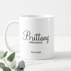 Caneca De Café Brancas Personalizadas Modernas de Preto e Branco