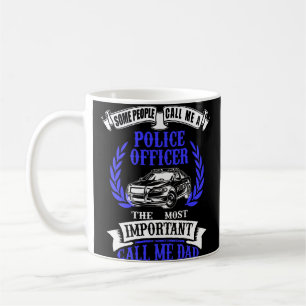 Caneca De Café Branco & azul do carro do pai do agente da políci