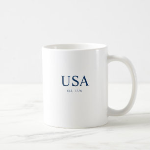 Caneca De Café Branco Azul Moderno EUA Fundado em 1776