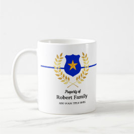 Caneca De Café Branco Crachá de Polícia de Linha Azul Fino com Ma