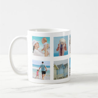 Caneca De Café Branco de Colagem de 10 Quadrados de Fotos Persona
