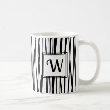 Branco do Monograma de Script Preto Personalizado