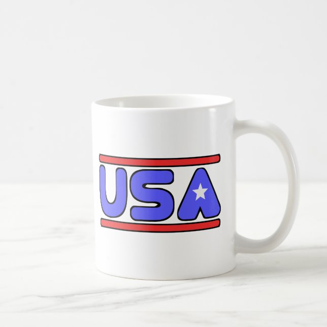 Caneca De Café Branco dos EUA e azul vermelhos (Direita)