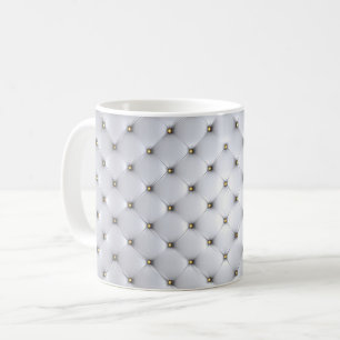 Caneca De Café Branco e ouro de Pintuck