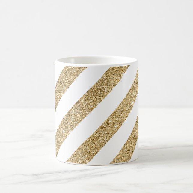 Caneca de café branco Glam da listra Dourado do (Centro)