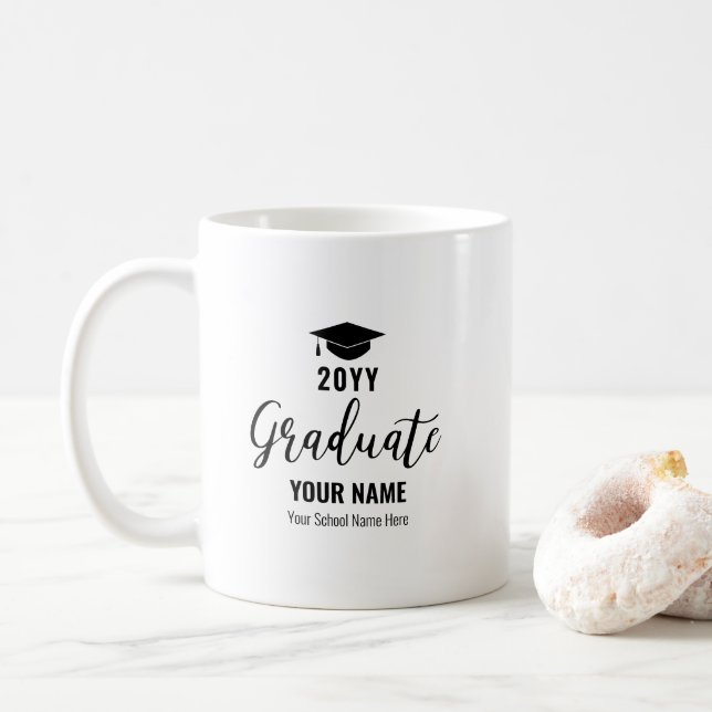 Caneca De Café Branco | Graduação Personalizada Moderna Dão Mug (Com Donut)