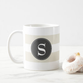 Caneca De Café Branco Moderno, Taupe, Monograma Preto