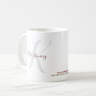 Caneca De Café branco monogrammed escrito à mão do estilo de pi