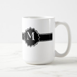 Caneca De Café Branco Preto Monograma