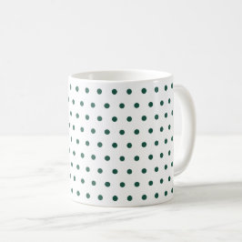 Caneca De Café Branco Verde Escuro Bolinhas Limpo Simples Minimal